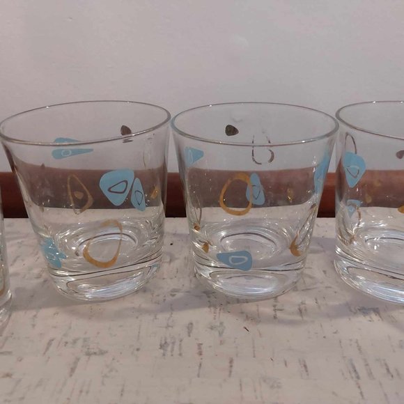 SIX 1950s Federal Atomic Age Boomerang Fantasy Cocktail Glasses - Picture 3 of 3